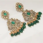 Green Moissanite Polki Danglers (Victorian Gold) EAR000634