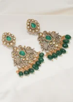 Green Moissanite Polki Danglers (Victorian Gold) EAR000634