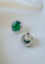 Green Oval locket Set (Silver) PSET01356 - Image 4