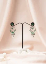 Green Pearl Jhumki (Silver) EAR000783