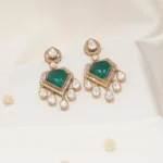 Green Polki Earrings (Victorian Gold) EAR000559