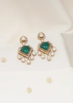 Green Polki Earrings (Victorian Gold) EAR000559