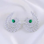 Green Royale Halo Drops (Silver) EAR002187