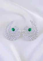 Green Royale Halo Drops (Silver) EAR002187