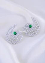 Green Royale Halo Drops (Silver) EAR002187 - Image 2