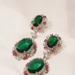 Green & Ruby Earrings (Silver) EAR000445