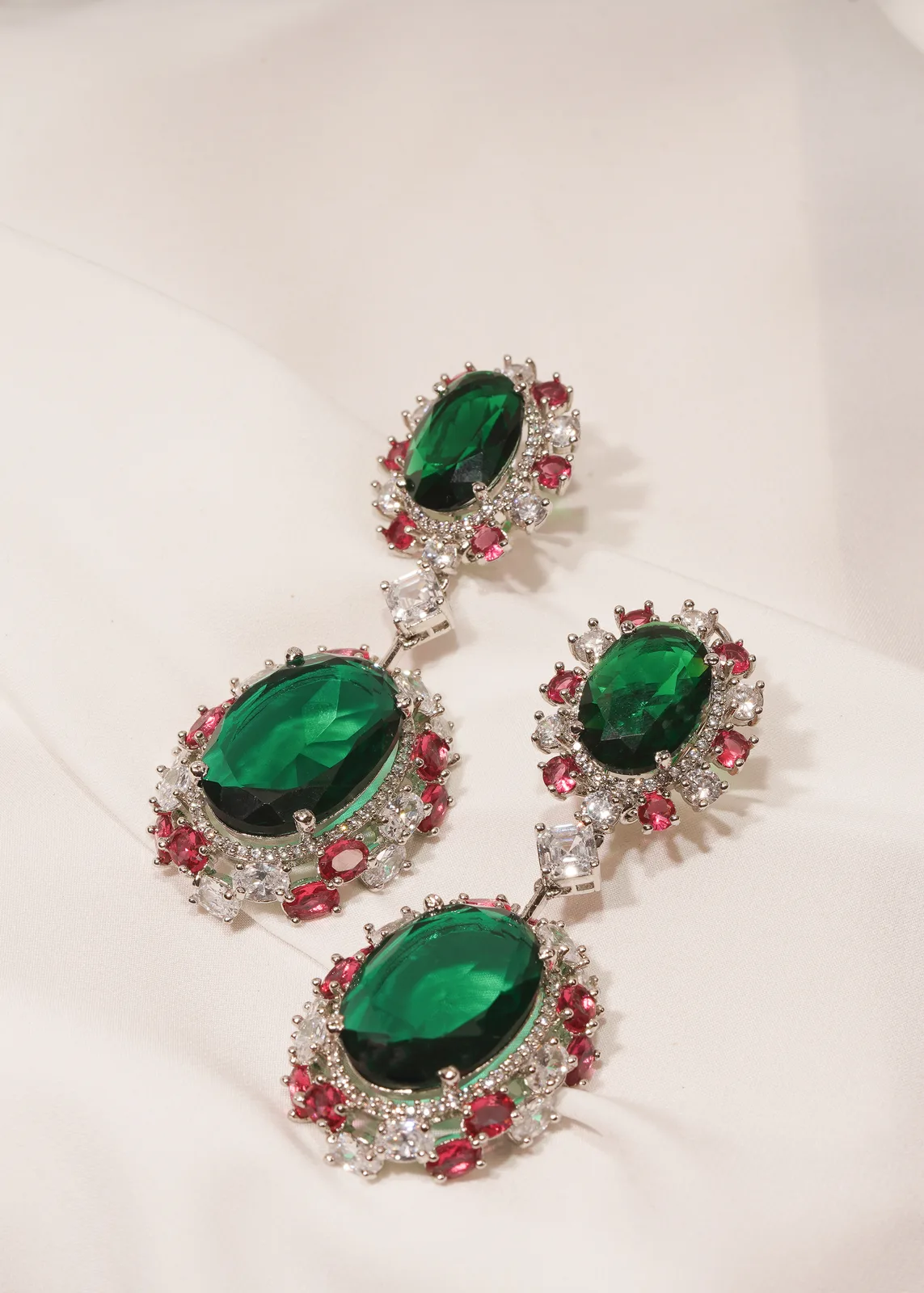 Green-Ruby-Earrings-Silver-EAR000445a Green & Ruby Earrings (Silver) EAR000445 - Image 1
