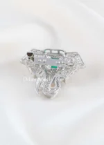 Green Silver Plated Diamond Brooch- BRO002778 - Image 3