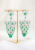 Green Silver Plated Diamond Earrings- EAR002847 - Image 2