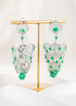 Green Silver Plated Diamond Earrings- EAR002847 - Image 3