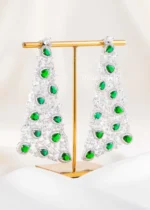 Green Silver Plated Diamond Earrings- EAR002848 - Image 2