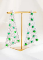 Green Silver Plated Diamond Earrings- EAR002848 - Image 3