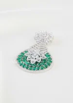 Green Silver Plated Diamond Pendant Set- PSET02823 - Image 2