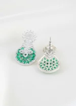 Green Silver Plated Diamond Pendant Set- PSET02823 - Image 3