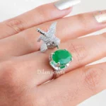 Green Silver Plated Diamond Ring- RING02826