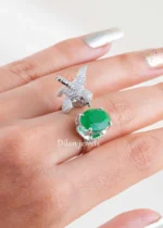 Green Silver Plated Diamond Ring- RING02826