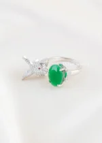 Green Silver Plated Diamond Ring- RING02826 - Image 2