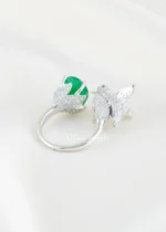 Green Silver Plated Diamond Ring- RING02826 - Image 3