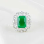 Green Silver Plated Diamond Ring- RING02829