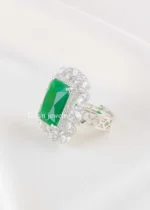 Green Silver Plated Diamond Ring- RING02829 - Image 2