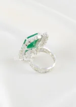 Green Silver Plated Diamond Ring- RING02829 - Image 3