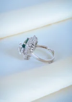 Green Square Cocktail Ring (Silver) RING01202 - Image 3
