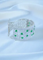 Green Statement Bracelet (Silver) BRA001148 - Image 2