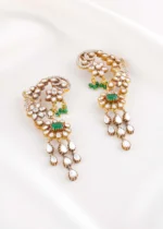 Green Victorian Finish Diamond Earrings- EAR002880 - Image 2