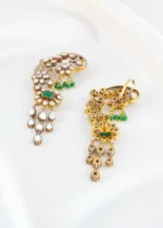 Green Victorian Finish Diamond Earrings- EAR002880 - Image 3