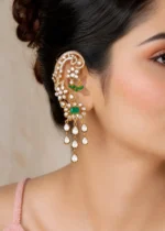 Green Victorian Finish Diamond Earrings- EAR002880 - Image 4