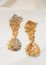 Grid Matte Earrings (Dual Plating) EAR000585 - Image 3