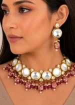 Gulnaar Mirror Necklace Set (Yellow Gold) NEC002685 - Image 4