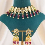 Gulnaar Ruby Necklace Set (Yellow Gold) NEC002674