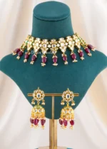 Gulnaar Ruby Necklace Set (Yellow Gold) NEC002674