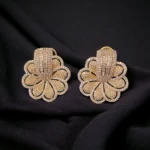 Half Baali Diamond Floral Studs with Back-clip (Yellow-Gold) EAR000076