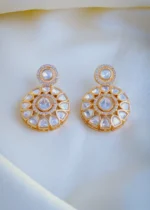 Hanging Uncut Polki Earrings (Yellow Gold) EAR001009