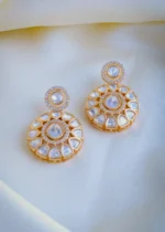 Hanging Uncut Polki Earrings (Yellow Gold) EAR001009 - Image 2