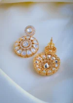Hanging Uncut Polki Earrings (Yellow Gold) EAR001009 - Image 3
