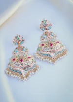 Hot Selling Navratna Jadau Earrings (Yellow Gold) EAR001026 - Image 2