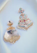 Hot Selling Navratna Jadau Earrings (Yellow Gold) EAR001026 - Image 3