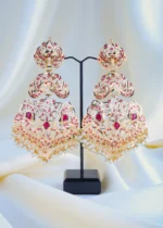 Hot Selling Ruby Pearl Jadau Earrings (Yellow Gold) EAR001048