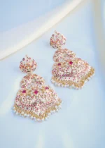 Hot Selling Ruby Pearl Jadau Earrings (Yellow Gold) EAR001048 - Image 2
