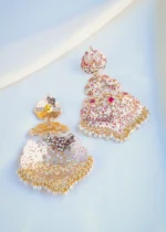 Hot Selling Ruby Pearl Jadau Earrings (Yellow Gold) EAR001048 - Image 3