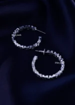 Ice Cascade German Silver Hoops (Silver) EAR002308 - Image 3