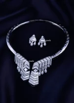 Icy Art Deco Collar Set (Silver) NEC002223