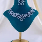 Infinity Halo Diamond Necklace Set (Silver) NEC002265