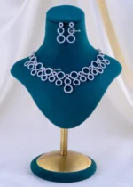 Infinity Halo Diamond Necklace Set (Silver) NEC002265