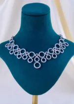 Infinity Halo Diamond Necklace Set (Silver) NEC002265 - Image 2