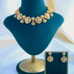 Intricate Moissanite Polki Necklace Set NEC000863