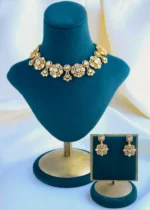 Intricate Moissanite Polki Necklace Set NEC000863